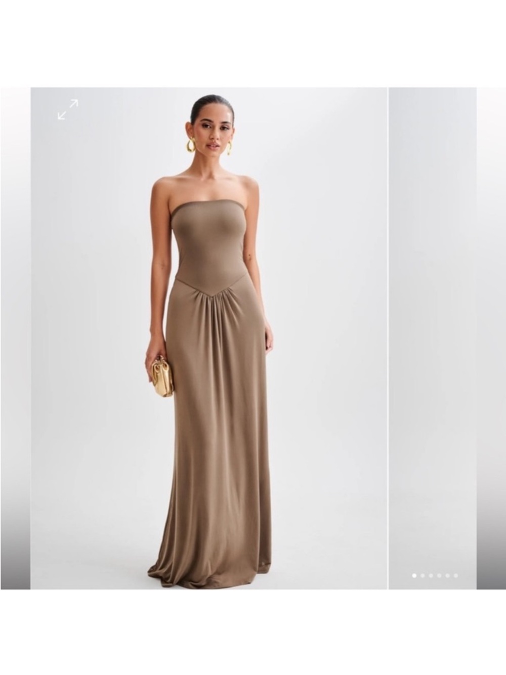 Meshki Ruby Strapless Slinky Maxi Dress in Coco NWT